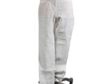 white linen pants on a mannequin stand on a white background