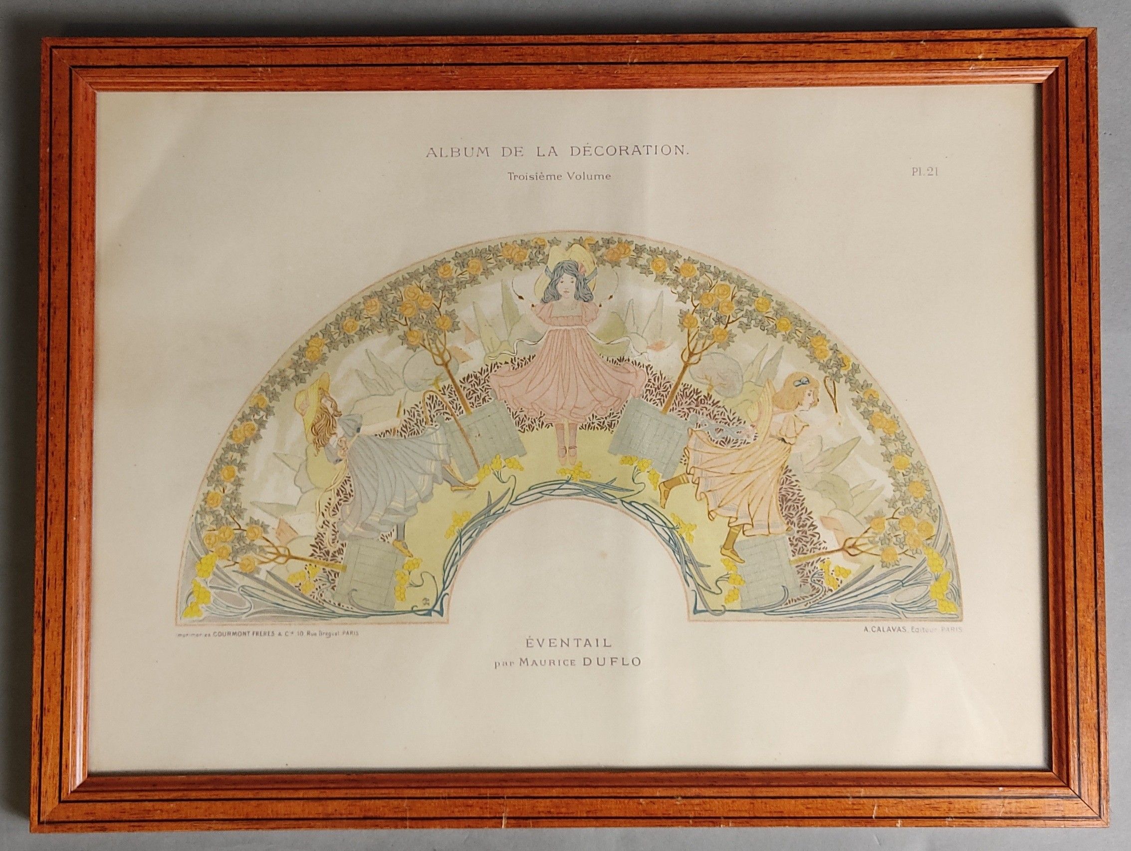 Une gravure en couleurs 'Eventail par Maurice Duflo', planch…