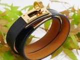 black leather bracelet with gold clasp and gold clasp