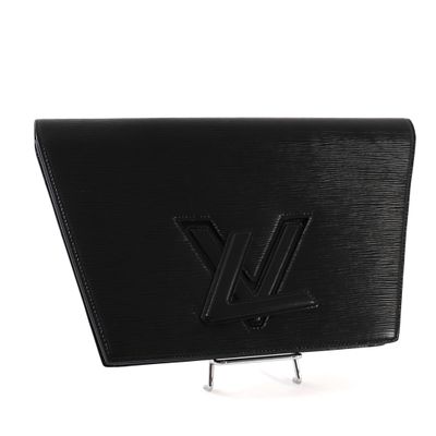 Portefeuille en cuir noir Louis Vu Vu avec support métallique
