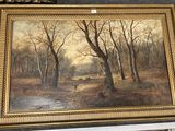 a picture of a painting on a shelf in a room