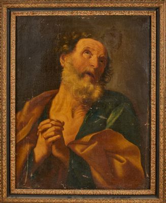 un tableau représentant un vieil homme barbu vêtu d'une robe verte