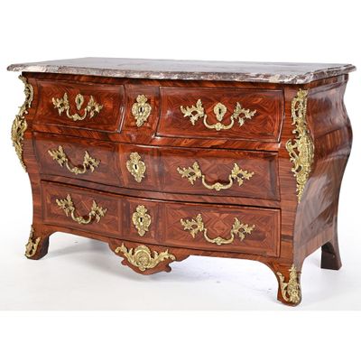 COMMODE REGENCE de forme tombeau tout en placage de bois de … - Photo 1