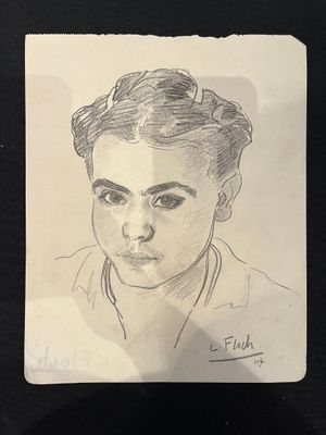 pencil drawing of a young man with a short haircut