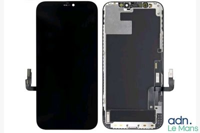 a black iphone 6g screen with a black lcd and a white back panel