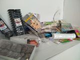 a pile of assorted items on a counter