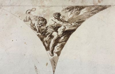 a drawing of a man and a woman on a kite
