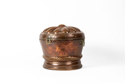 an image of a small metal box with a handle on a white background