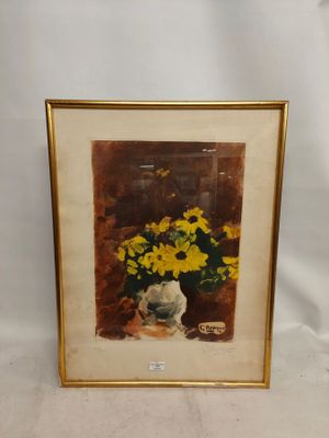 Georges BRAQUE (d'après)," Vase aux fleurs jaunes" : estampe…