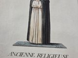 an image of a book with a drawing of a nun standing on top of a table