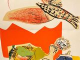 une photo représentant un dessin d'un oiseau sur une feuille de papier