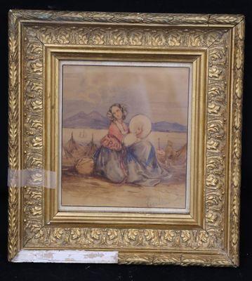 an old picture of a woman holding a child in a field
