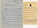une vieille lettre manuscrite sur laquelle figure le portrait d'un homme