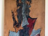 a painting of a man with a hat on a wall