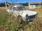 une voiture blanche garée dans l'herbe