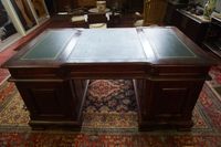 bureau de notaire double face - avec plateau en cuir vert - … (photo 3)