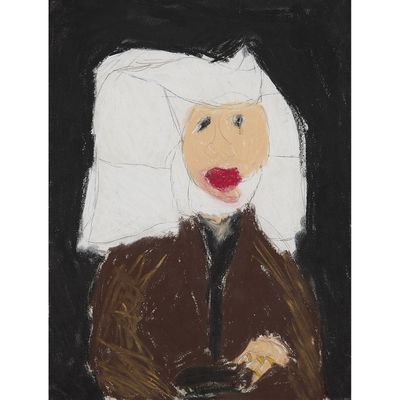 une image représentant un tableau d'une femme vêtue d'un manteau marron