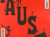 une affiche rouge sur laquelle figurent des images en noir et blanc de personnes et d'un marteau