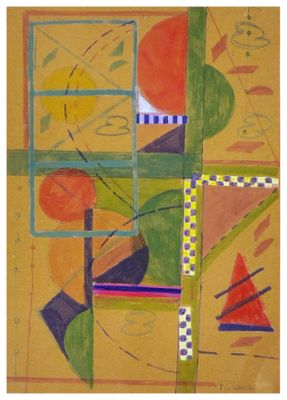 an image of a painting on a piece of paper with different shapes and colors