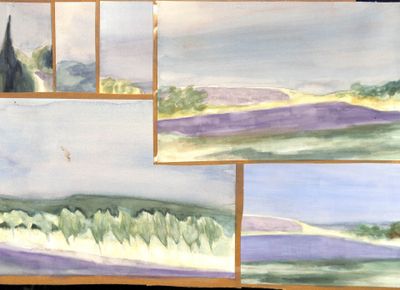 a picture of a painting of a landscape on a piece of paper