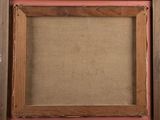 a painting of a brown frame with a pink border on a white background