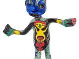 figurine of a man with a painted body and arms