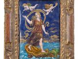 une image représentant un tableau où l'on voit une femme dans un bateau sur l'eau