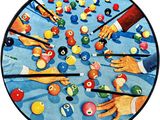 une peinture représentant une table de billard sur laquelle se trouvent de nombreuses boules