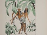 an image of a painting of a couple of people in a jungle