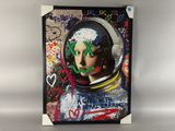 a painting of a woman in a space suit on a wall