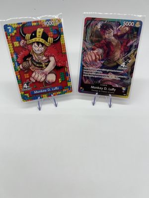 deux cartes représentant l'un des deux personnages d'un épisode de Dragon Ball