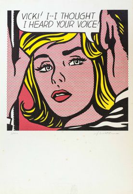 un tableau représentant une femme avec une bulle de dialogue sur la tête