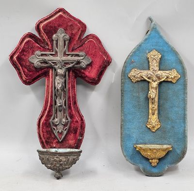 167 / J3 / Lot de deux crucifix en bronze sur support … - Photo 1