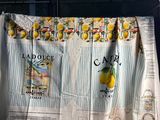 a newspaper on a table with a lemon on it