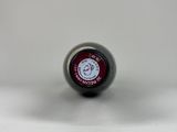 a close up of a metal ball with a logo on it