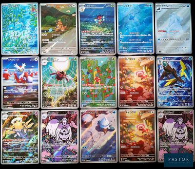 a lot of pokemon cards that are on the table