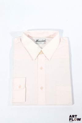 MAXIME - Chemise uni rose pastel à manches longues - Taille …