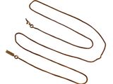 a close up of a long chain on a white background