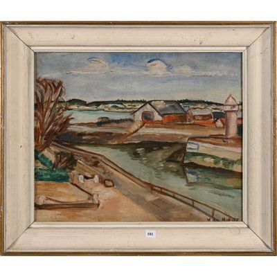 l'image d'une peinture représentant un bateau dans un plan d'eau