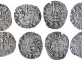 un lot de six pièces d'argent présentant des motifs différents
