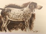 painting of a spotted dog on a piece of paper on a table
