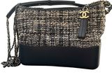 chanel tweed and leather shoulder bag