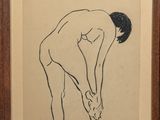 an image of a drawing of a nude woman bending over