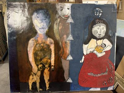 deux tableaux représentant une femme et un homme en robe rouge