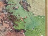 an image of a painting of a man riding a horse down a hill