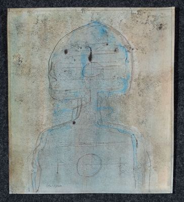 Raymond GRANDJEAN 1929 2006 Totem Bleu 4 Aquarelle Et 85544053 163928 27997271