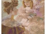 an image of a painting of two women sitting on a couch