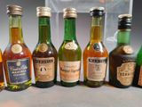 bottles of different types of alcohol lined up on a table