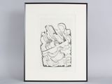un dessin en noir et blanc représentant un assortiment d'aliments dans un bol