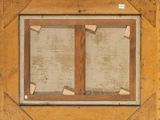 an image of a picture of a wooden frame with a window in it